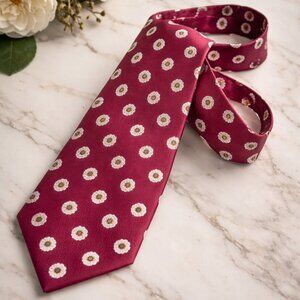 Brooks Brothers Silk Tie Burgundy White Floral Pattern Mens Necktie 57" USA